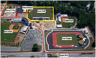 Women s Soccer EAP: Soccer Field Gate access is located on the north end of the soccer stadium. Emergency vehicles should turn off Charles Blvd into the parking lot by Clark- LeClair Stadium.