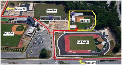 Softball EAP: ECU Softball Field There is one main entrance/exit for emergency access to the Softball Stadium field.