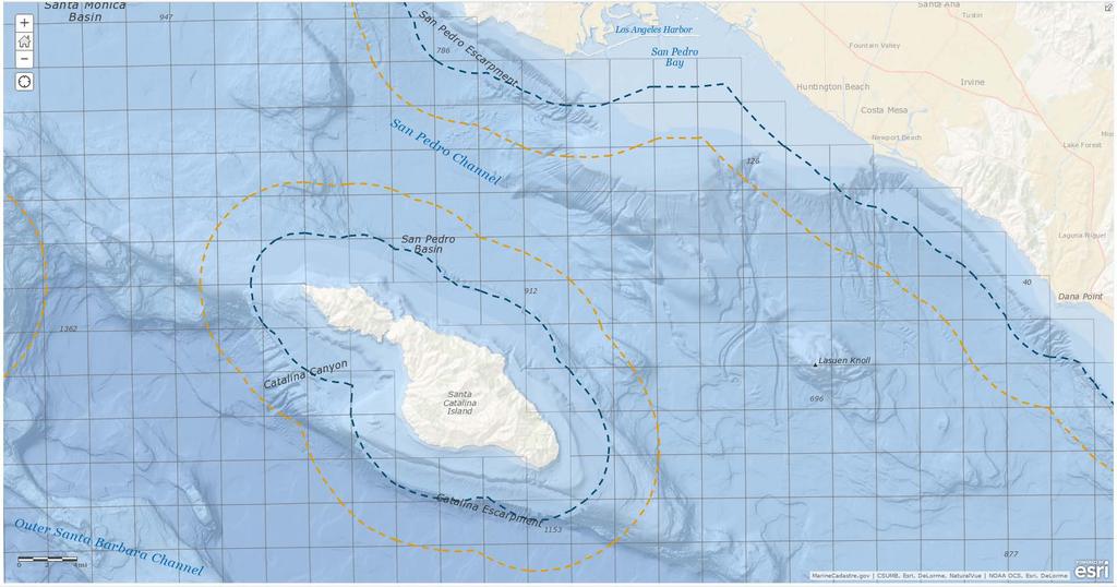 The Marine Cadastre includes the block grids and official boundaries, which