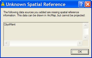 a. An Unknown Spatial Reference message may appear; click OK to move past it. 7.