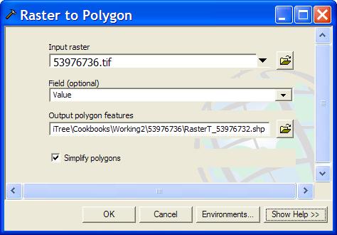 2. Use ArcToolbox to Convert the Land Cover raster data to polygons: a. Navigate to ArcToolbox>Conversion Tools>From Raster>Raster to Polygon b.
