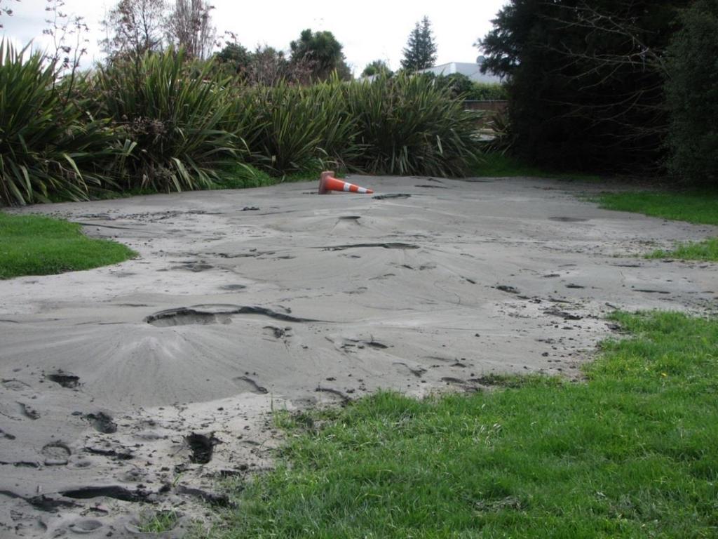 Figure 2: Sand boils caused by liquefaction in Kaiapoi, 45 kilometres from the epicentre of the