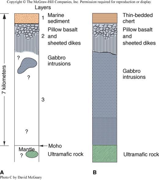 Composition of the Ocean Crust Seismic surveys suggest oceanic crust is ~7 km thick and comprised of three layers First layer is marine
