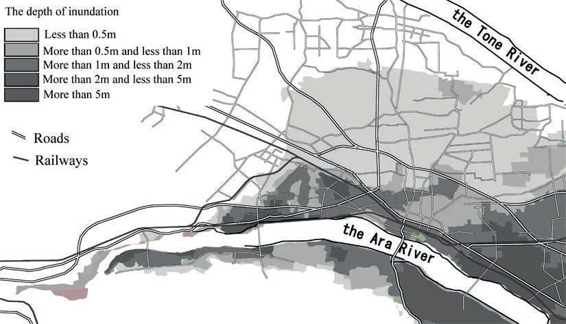 Roles of natural levees in the Ara River Alluvial Fan on flood management 375 Fig. 16 Relationship between depth of inundation and traffic facility.