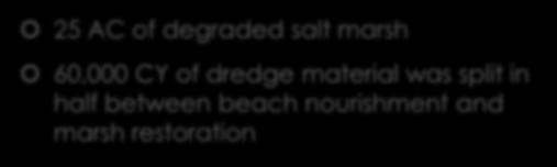 BAY 25 AC of degraded salt marsh 60,000 CY of dredge material was split in