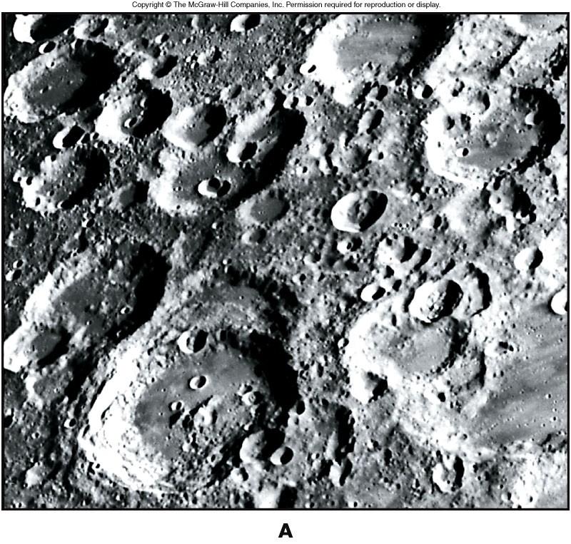 Craters Craters circular features with a raised rim and range in size from less than a