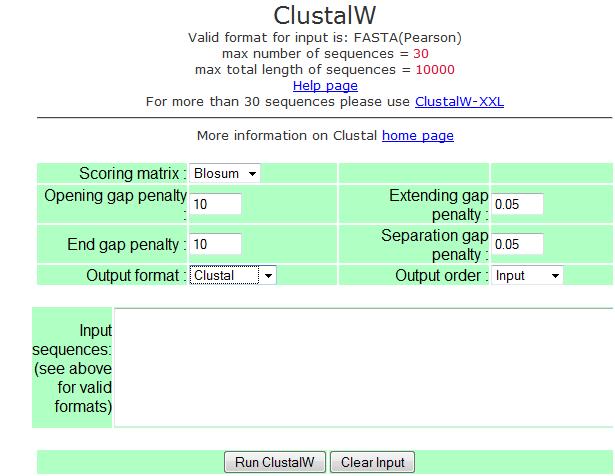 ClustalW http://www.ch.embnet.org/software/clustalw.html Multiple sequence alignments.