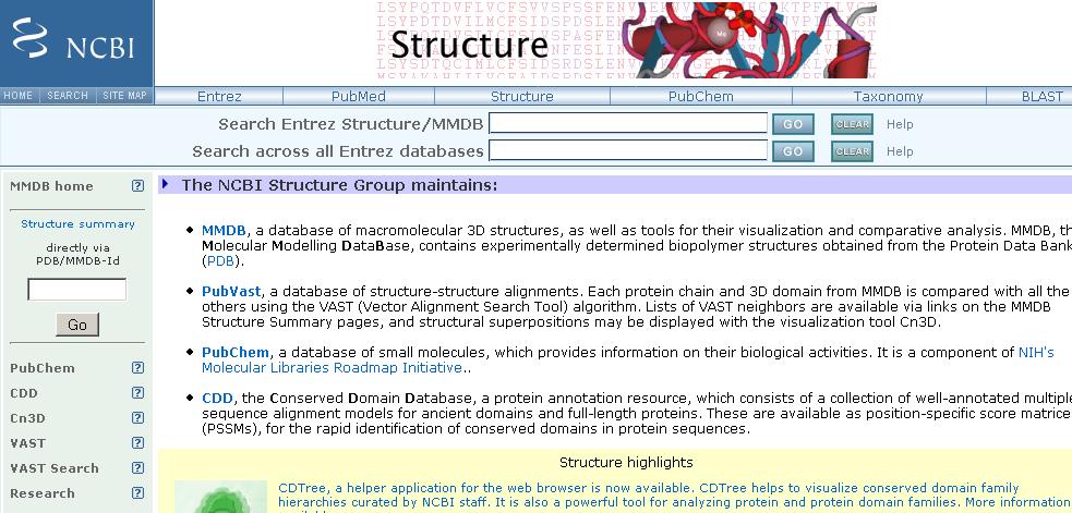 CDD: Conserved domain database [1] Go to NCBI Structure