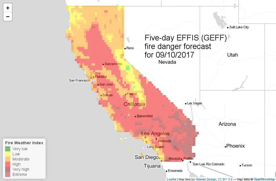 Exploiting the ensemble prediction informations California fire (8-11 October 2017) The 2017 California wildfire season was the most destructive wildfire season on record,which saw multiple