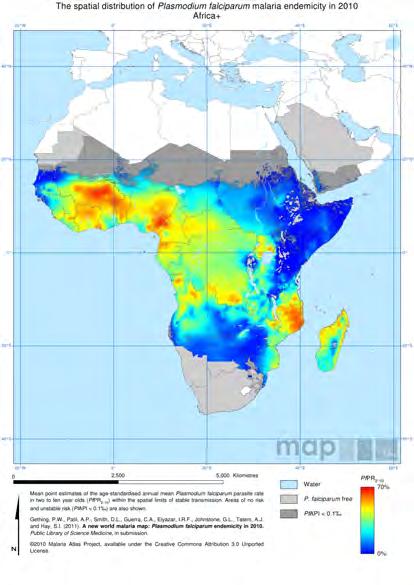 Many of these deaths occur in Africa where high parasite rates (PR) are observed over