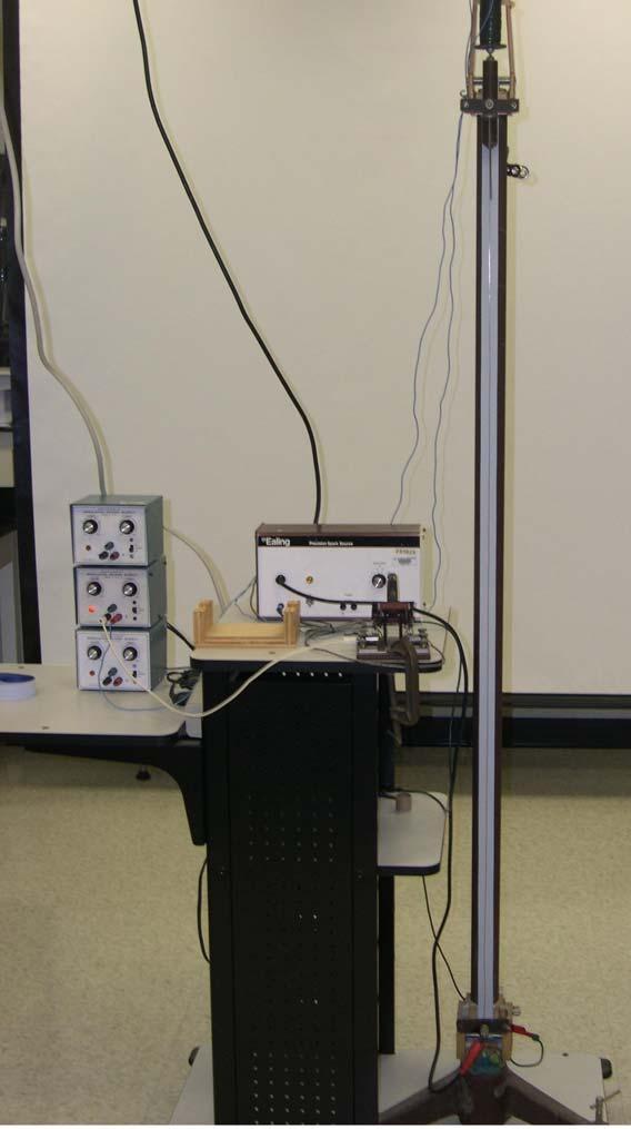 Figure : The Behr Free-Fall Apparatus Theory In this experiment a brass cylinder is dropped and a record of its free fall is made.
