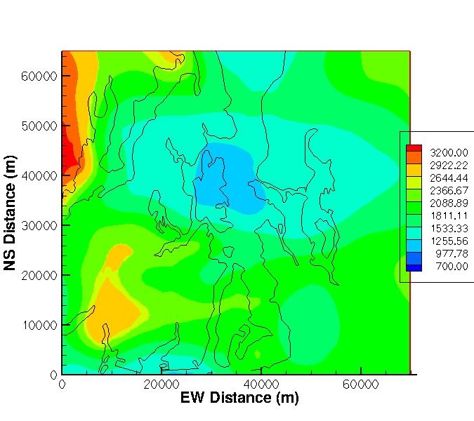 Shear-wave velocity (m/s) at 1.4 km depth Original model With 3D random variations Used 10% std dev in top 1.