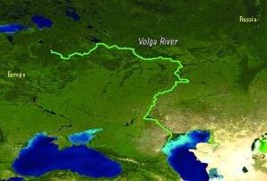 The Volga River begins near Moscow and is the