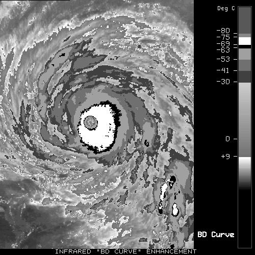 This enhancement is known as the " Hurricane IR Curve for Tropical Cyclone Classification" and is applied to infrared (11µm) imagery.