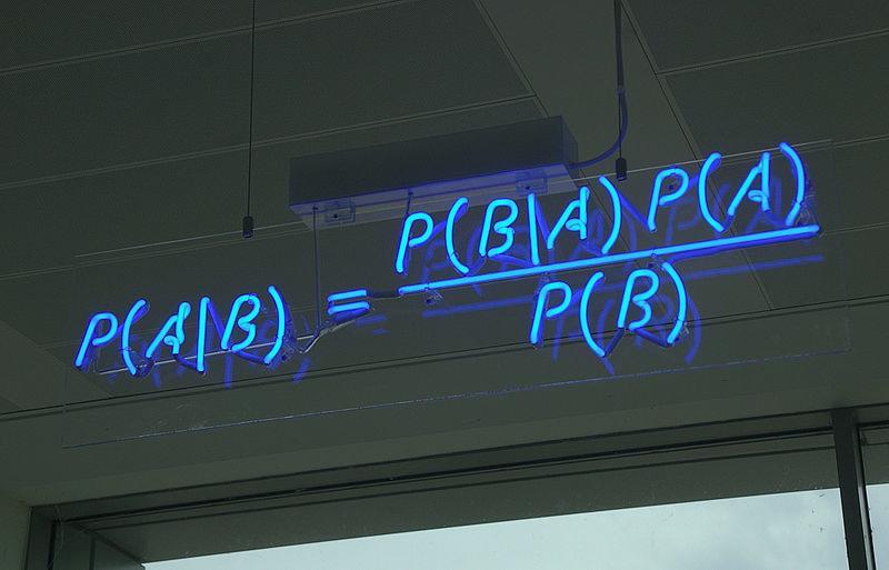 Simple form of Bayes Theorem A blue neon sign at the Autonomy
