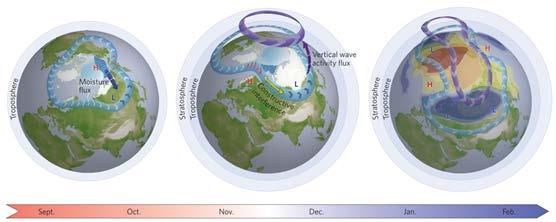 nature.com/articles/ngeo2234) Figure 1 shows relations between Arctic sea ice loss and weather patterns in the Northern Hemisphere.