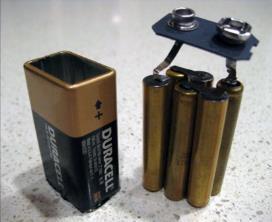 V = W q Units: Volts = J/C A 9 Volt battery is really six 1.