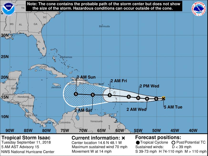 Tropical Outlook Atlantic Tropical Storm Isaac (Advisory #15, as