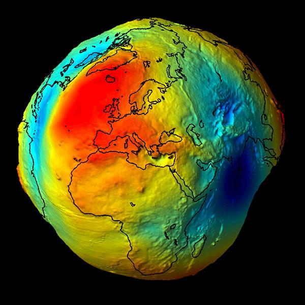 Shape of the Earth and its practical simplification Fig. 10. The geoid, the level surface of the Earth, with massive vertical exaggeration.