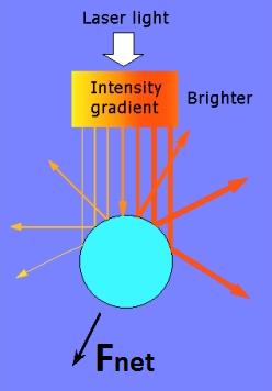 (a) (b) Slika 2: Sili zaradi (a) odboja in (b) absorpcije svetlobe v primeru kolimiranega Gaussovega snopa (obravnava je bolj nazorna kot pri fokusiranem Gaussovem snopu, ugotovitve pa so