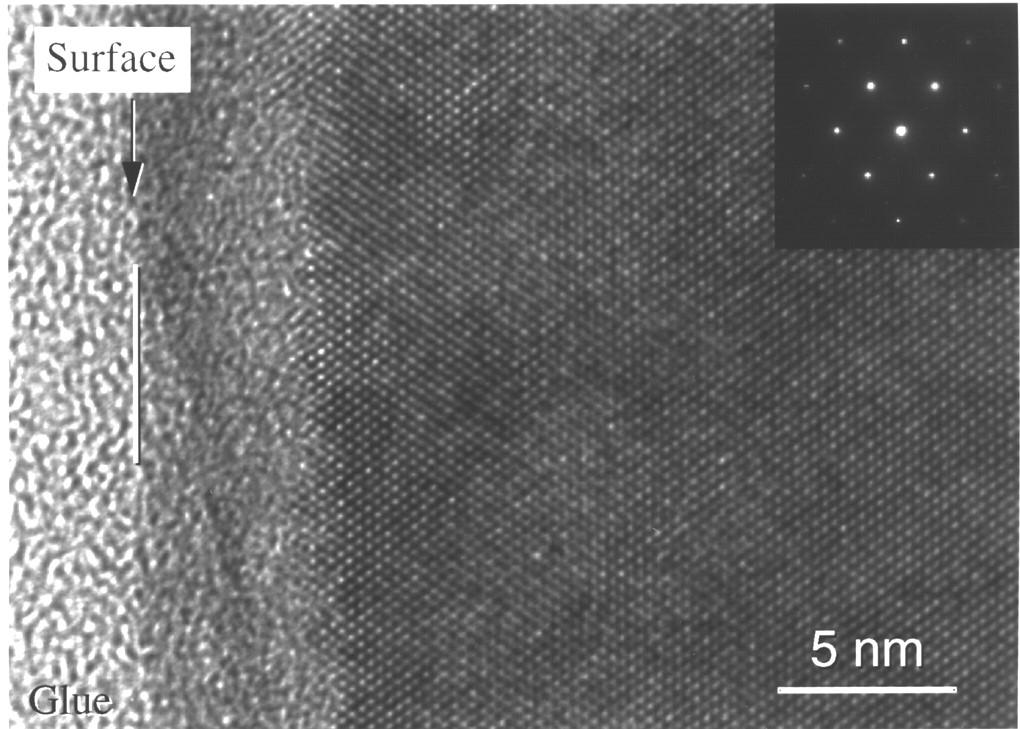 High resolution TEM micrograph of ion-amorphized silicon High
