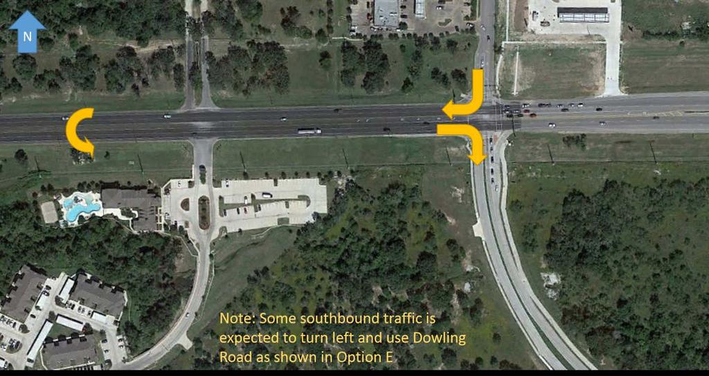 Figure 12. U-turn for southbound through movements on Holleman Drive.
