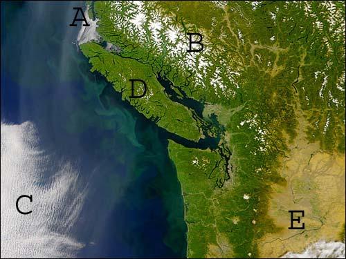 11. Satellite Imagery Examine this satellite image of part of the west coast of USA and Canada.