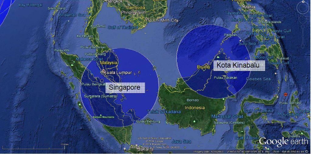 Field campaign Typical maximum operating radius for a single flight e.g. fly an hour s transit, do 2 hours of measurement and return Suggested aircraft locations: Singapore, where there are a number of regional airports.