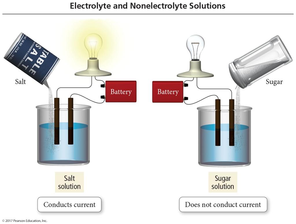 Electrolyte and Nonelectrolyte Solutions Materials that dissolve in water to form a solution containing ions will conduct electricity.