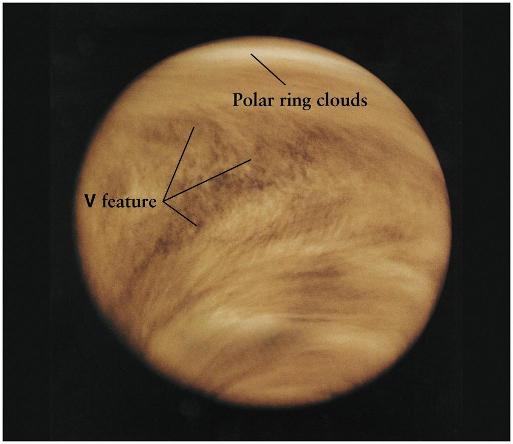 Surface of Venus obscured by atmosphere Atmosphere of Venus can be seen in visible (near