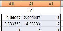 Use of array formulas for vector-matrx calculatos Matrx determat