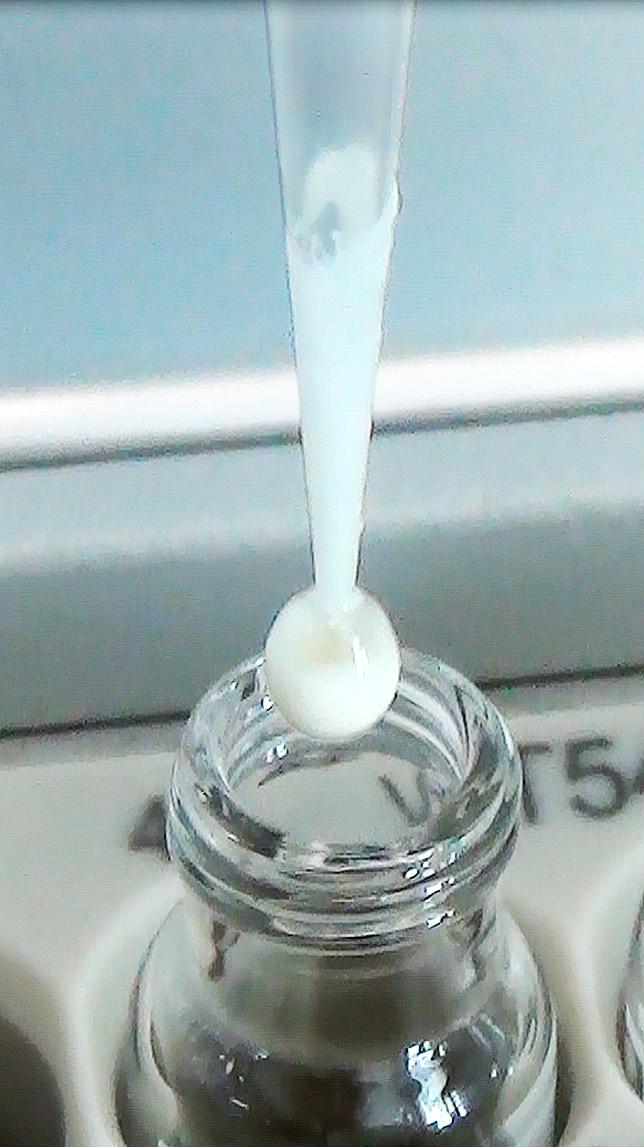 To increase productivity a semi-automated sample preparation has been evaluated. 100 ml samples are still taken manually at line.
