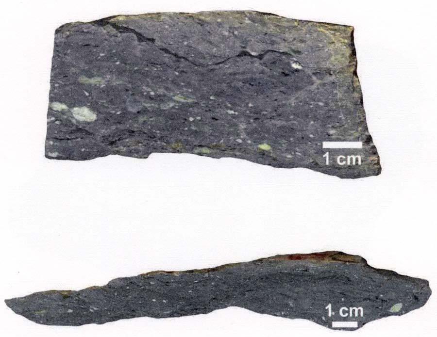 Figure 14. Sample JM-06b, a probably detrital serpentinite (see Figure 13) This sample has sedimentary texture (note white and green clasts).