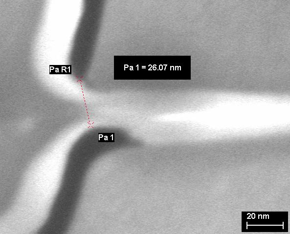 Fig 3.9 SEM images In these SEM images we can distinguish several devices performed in a sample (left image).