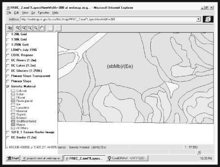 Figure 2. Terrain map library screen image showing example of vector image for part of Nanaimo Lakes mapsheet.