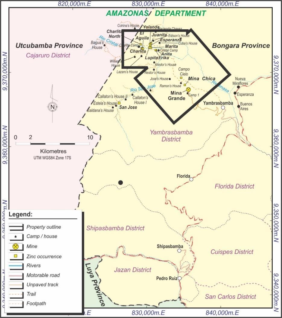 Location Map Bongará Zinc Mine Project Located in north-central Peru comprised of 11,125 ha 100%-interest in Bongará Zinc Mine and Charlotte