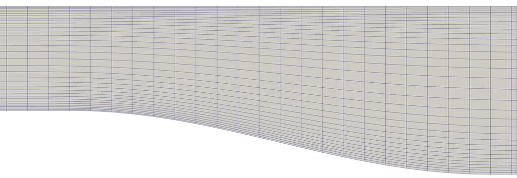 Figure 6.14: Fragment of the grid at t = 13.5 T/2 Three new boundary condition were defined and compiled into individual libraries in OpenFOAM.
