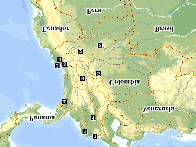 6 Euscorpius 2007, No. 60 Figure 4: Known geographical distribution of Colombian described species of the genus (modified from Lourenço, 1999, fig. 10, and Botero-Trujillo, 2007, fig.