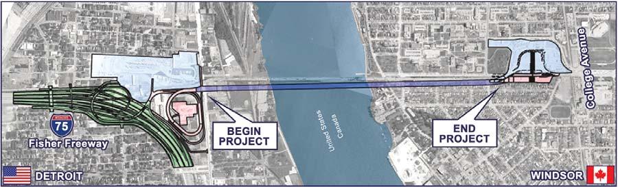 Noise Study Report Ambassador Bridge Enhancement Project are bounded by Huron Church Road on the west, Northway Avenue on the east, Tecumseh Road on the north, and College Avenue on the south.