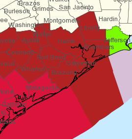 Matagorda to High Island Storm Surge Warning is in effect from Port