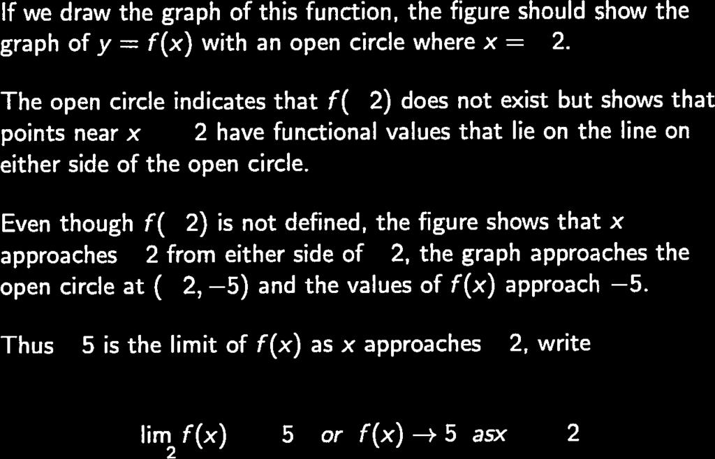 f we draw the graph of this function, the figure should show the graph of y = f(x) with an open circle where x = 2.