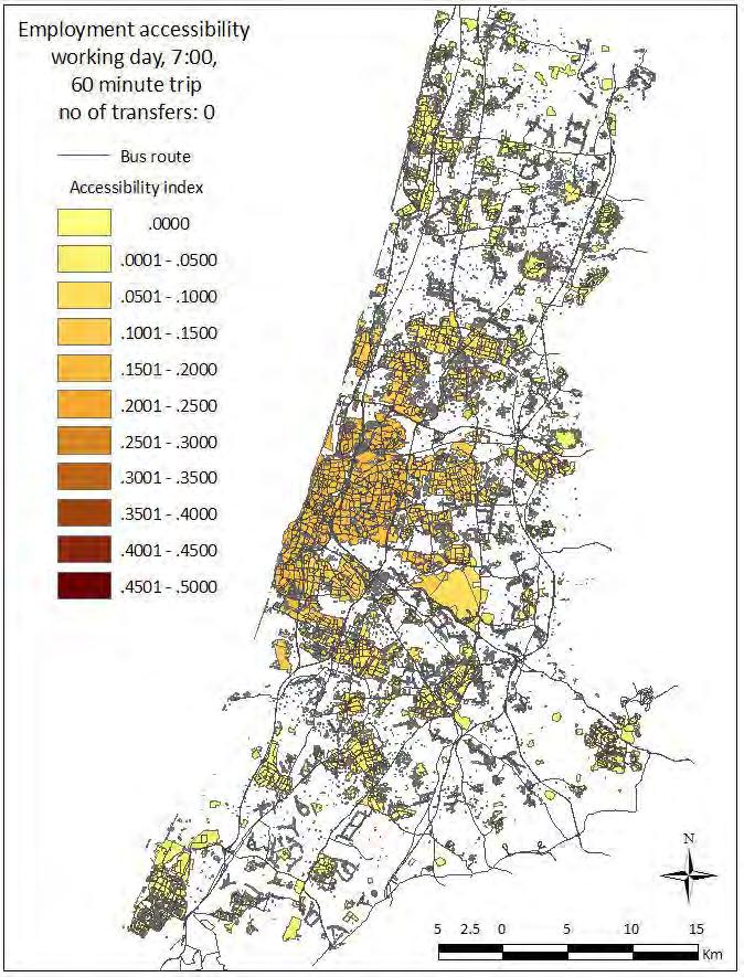 Accessibility maps for Tel-Aviv metropolitan Relative
