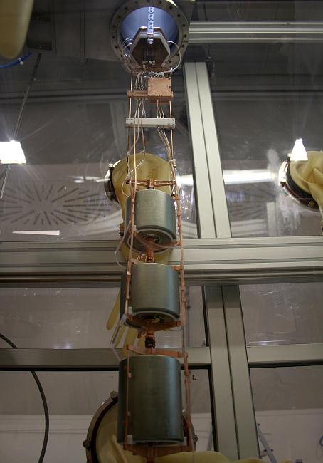 The detector string Three low-background nat Ge detectors deployed in the commissioning
