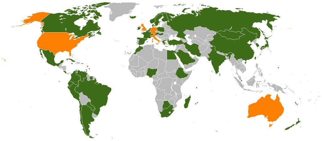 one author Countries contributing at least one editor