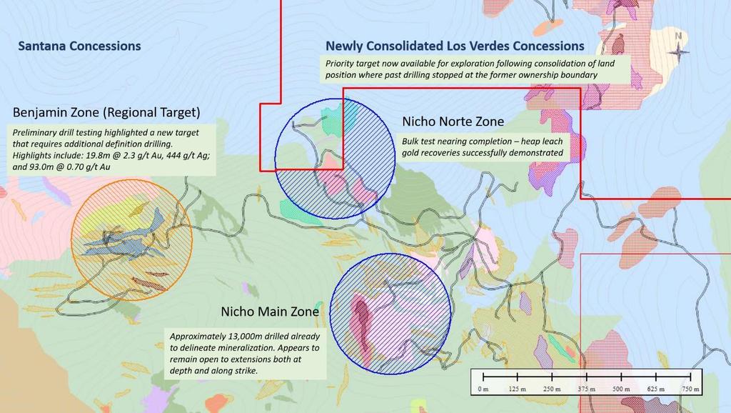 The opportunity to combine the two respective project areas within Minera Alamos immediately provides near-term gold exploration upside by allowing the previously identified Nicho gold structures to