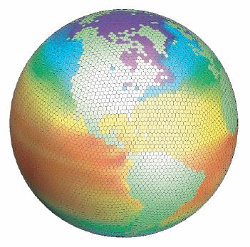 Finite Element Models An eample of a global climate model geodesic grid with a color-coded plot of the observed