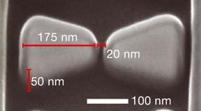 Largest field enhancements occur in <10 nm gaps between metals