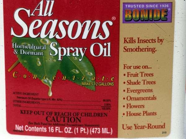 Current horticultural oils can be used on trees with