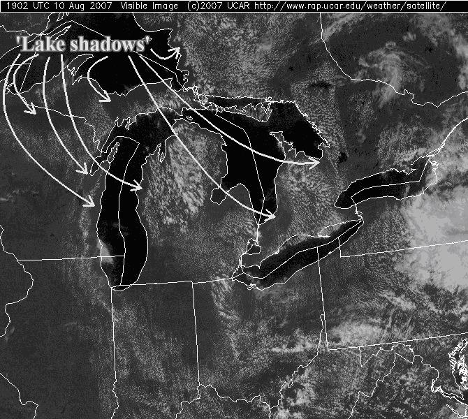 4. OVERVIEW OF THE LAKE SHADOW EFFECT Inland penetration of the lake breeze causes clear sky along a narrow strip parallel to lakeshore.