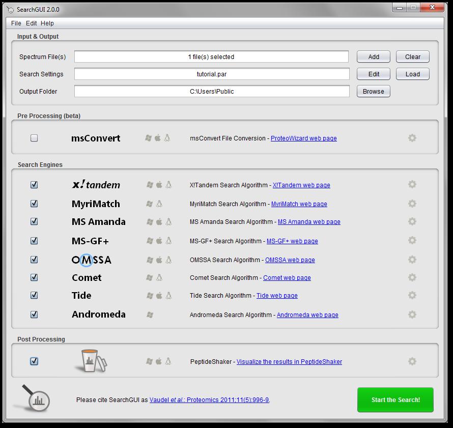 SearchGUI How to run searches easily?? Many tools, all with own command line and parameter formats.